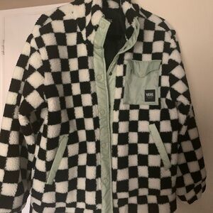 Vans Checkered Jacket in Black and White with Green Accents
